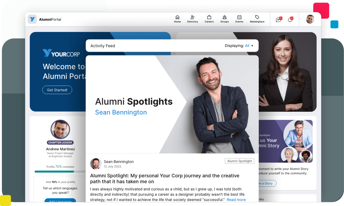 Alumni Platform dashboard 